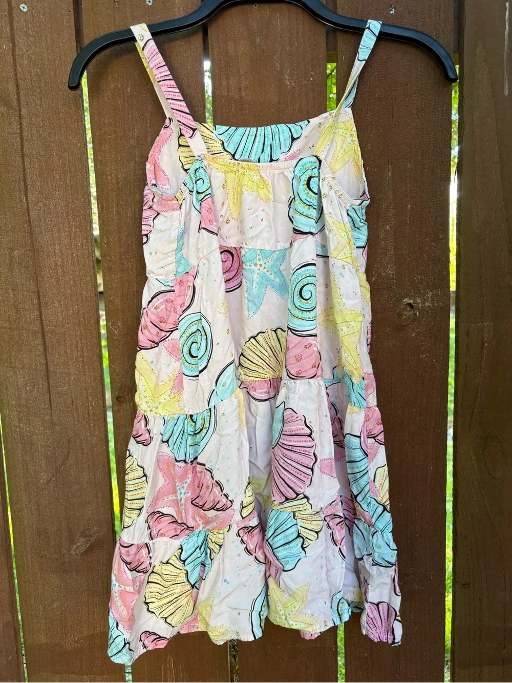 Turma Bacana Girls Seashell Starfish Sundress Beach Dress Pink Blue size 8